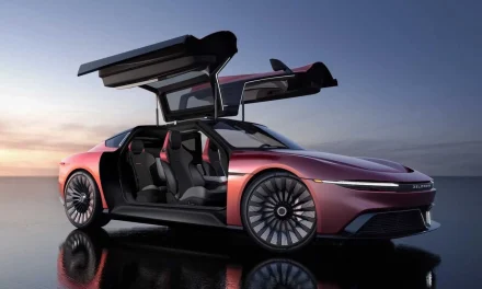 DeLorean Alpha5 Plaid Buka Inden Coupe Listrik Gullwing 100 kWh